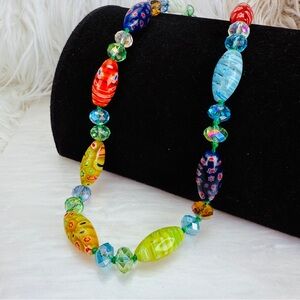 Vintage Beaded Lampwork Glass Necklace